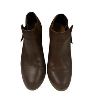 Time And Tru Brown Ankle Boots Side Zipper Closure & Low Heel 8.5 Wide